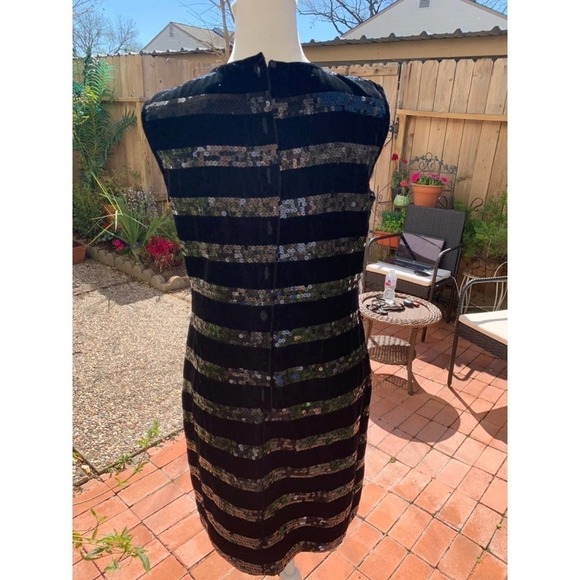 Laundry by Shelli Segal Black Sequin Striped Dress - Picture 9 of 11